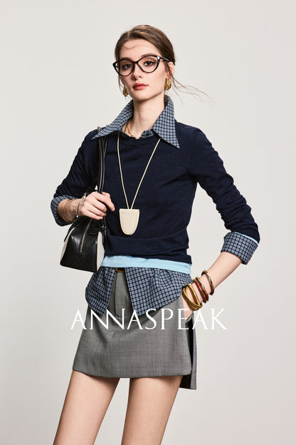 ANNASPEAK fake two pieces wool knit-LIAM.