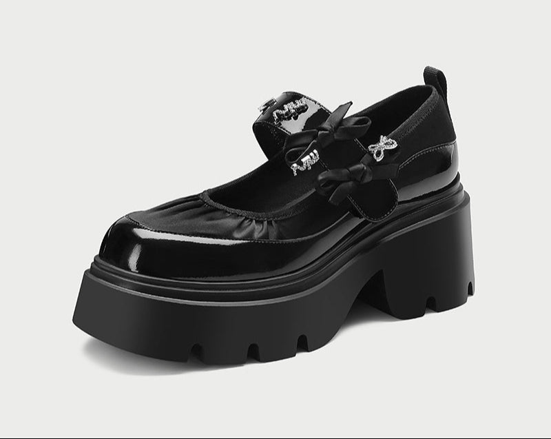 Pjjuu Black Mary jane Small Leather Loafers Shoes  - TRAUMA