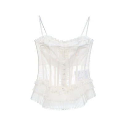 FAME lace embroidered splicing suspender top