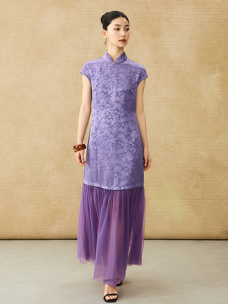 HECO Chinese Modified Diagonal Stand-up Collar Cheongsam ress- OWEN.