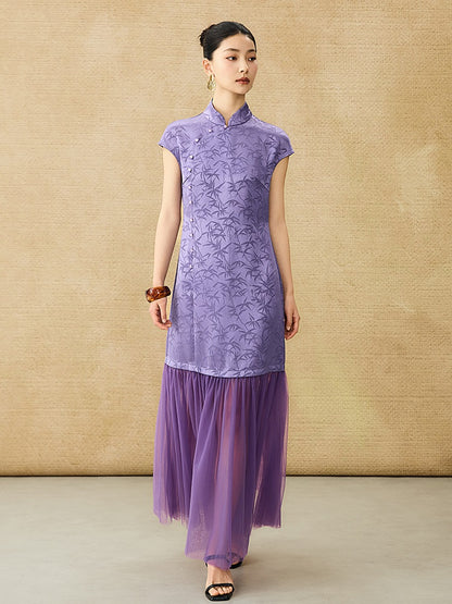 HECO Chinese Modified Diagonal Stand-up Collar Cheongsam ress- OWEN.
