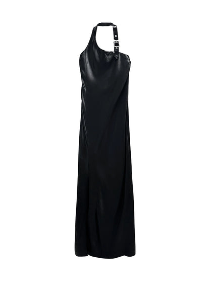 ANNAKIKI black acetic acid slit sleeveless dress-JORDAN