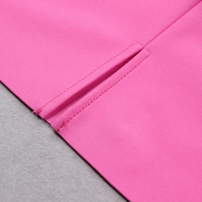 DOLLY Luxury Pink/Black Square Collar Long Bell Sleeves Slim Fit Short Date Dress-JANET