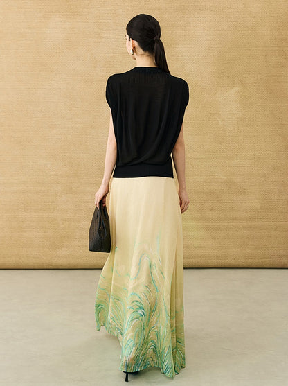 HECO Chinese comfortable neck sleeveless knitted T-shirt - QUEEN.