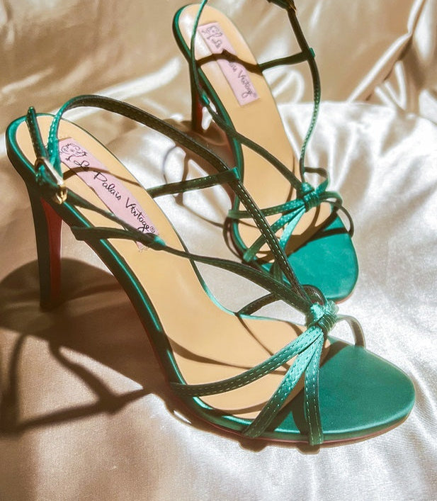 Le Palais Vintage Original Fine Strap Simple Silk Satin High Heels-Blessing.