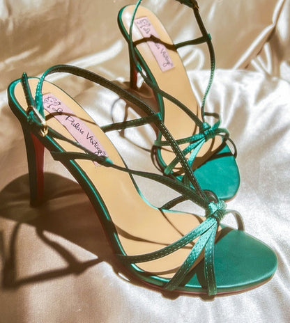 Le Palais Vintage Original Fine Strap Simple Silk Satin High Heels-Blessing.