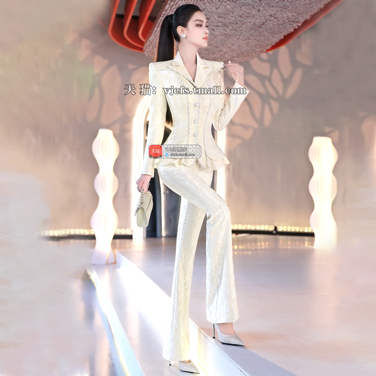 VJE Suit Flared Pants Two-Piece Suit set-KHASI.