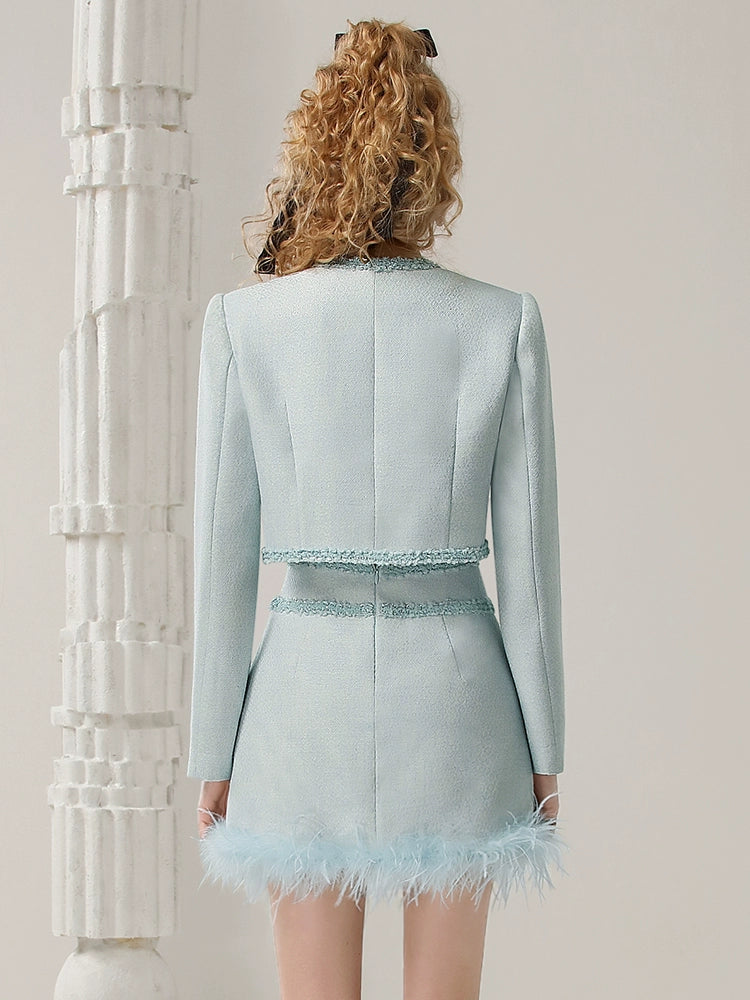 CHECOCRE  Elegant French Sweet Temperament Style Blue Suit Dress - PIKE