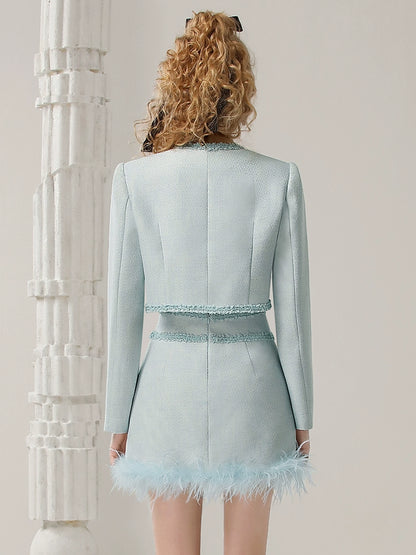 CHECOCRE  Elegant French Sweet Temperament Style Blue Suit Dress - PIKE