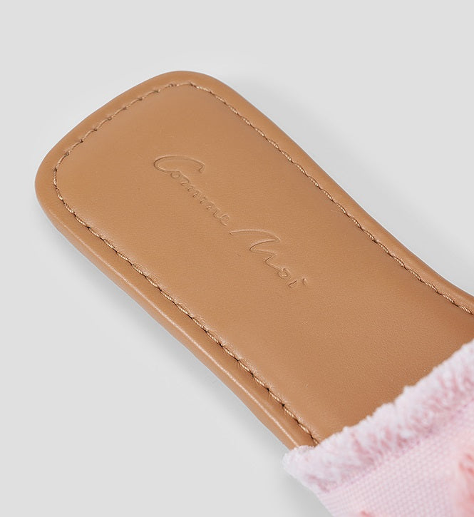 COMME MOI Lv Yan designer summer women's fashion tassel fabric slippers - HAILE.