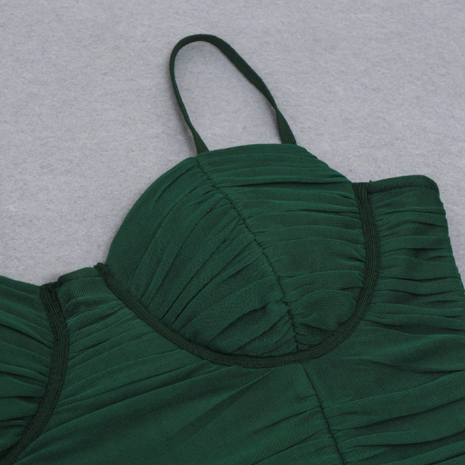 DOLLY Luxury V-Neck Sleeveless Pleated Slim Fit Hip Hug Midi Date Dress-PHILO