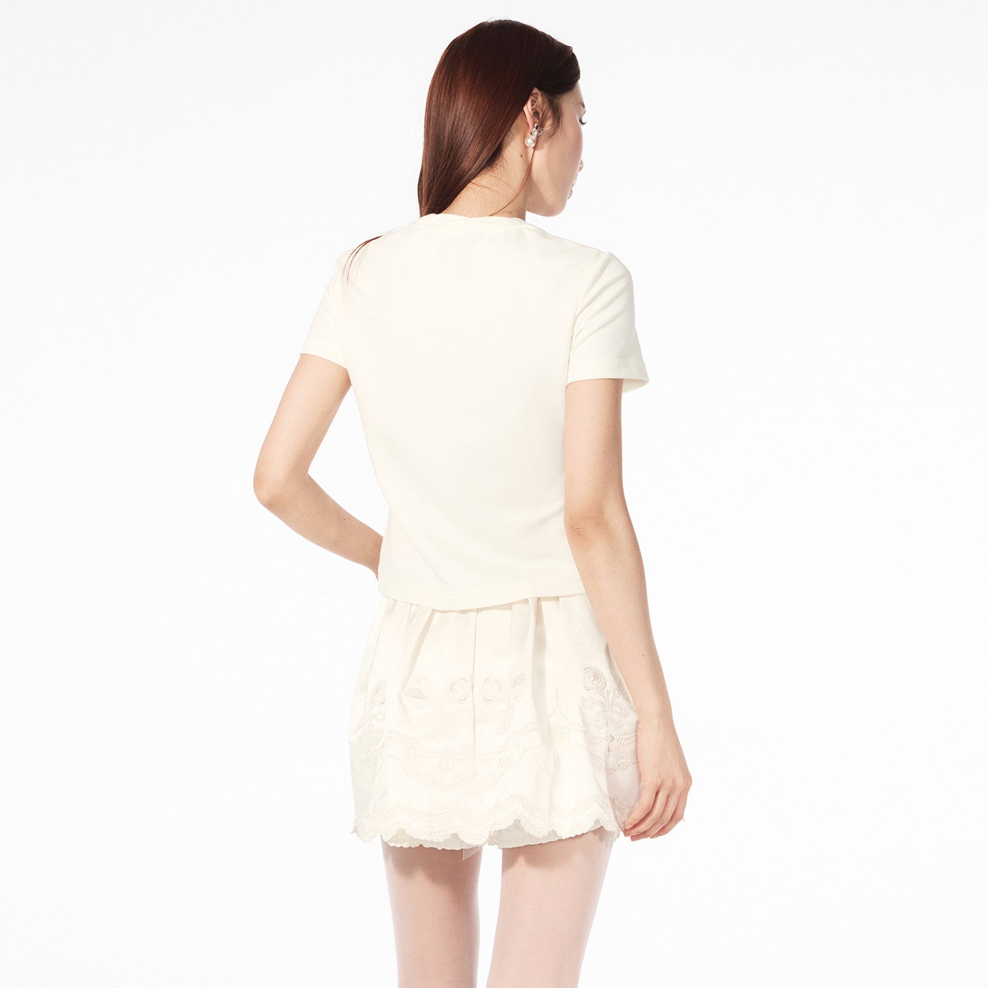 FAME embroidered beaded short-sleeved T-shirt - CAMILLA