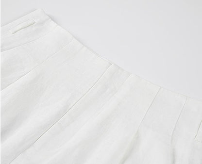 COMME MOI summer women's white linen shorts - DOMINUS.