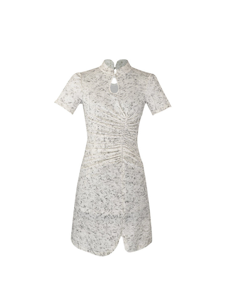 HECO Chinese style women's summer shirred waist temperament buckle long skirt - QUEEN.