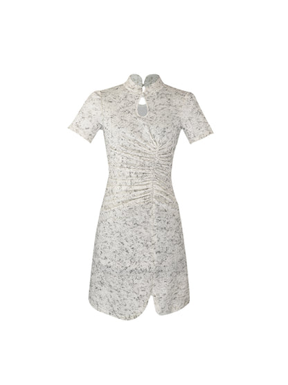 HECO Chinese style women's summer shirred waist temperament buckle long skirt - QUEEN.