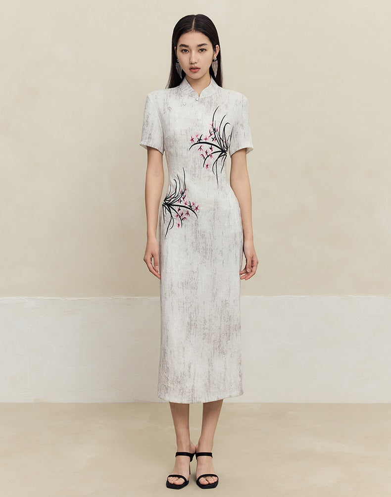 HECO old texture linen midi dress women - dome.