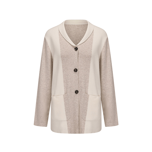 ATELIER MISS LU Geometric Contrast Cashmere and Wool-blend Cardigan -Poppy