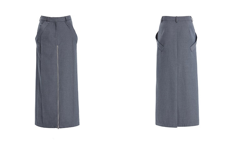 TINY IN zippered slit long straight legs structured seams low waist skirt -TENDO
