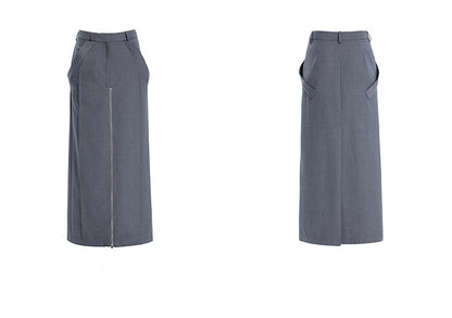 TINY IN zippered slit long straight legs structured seams low waist skirt -TENDO