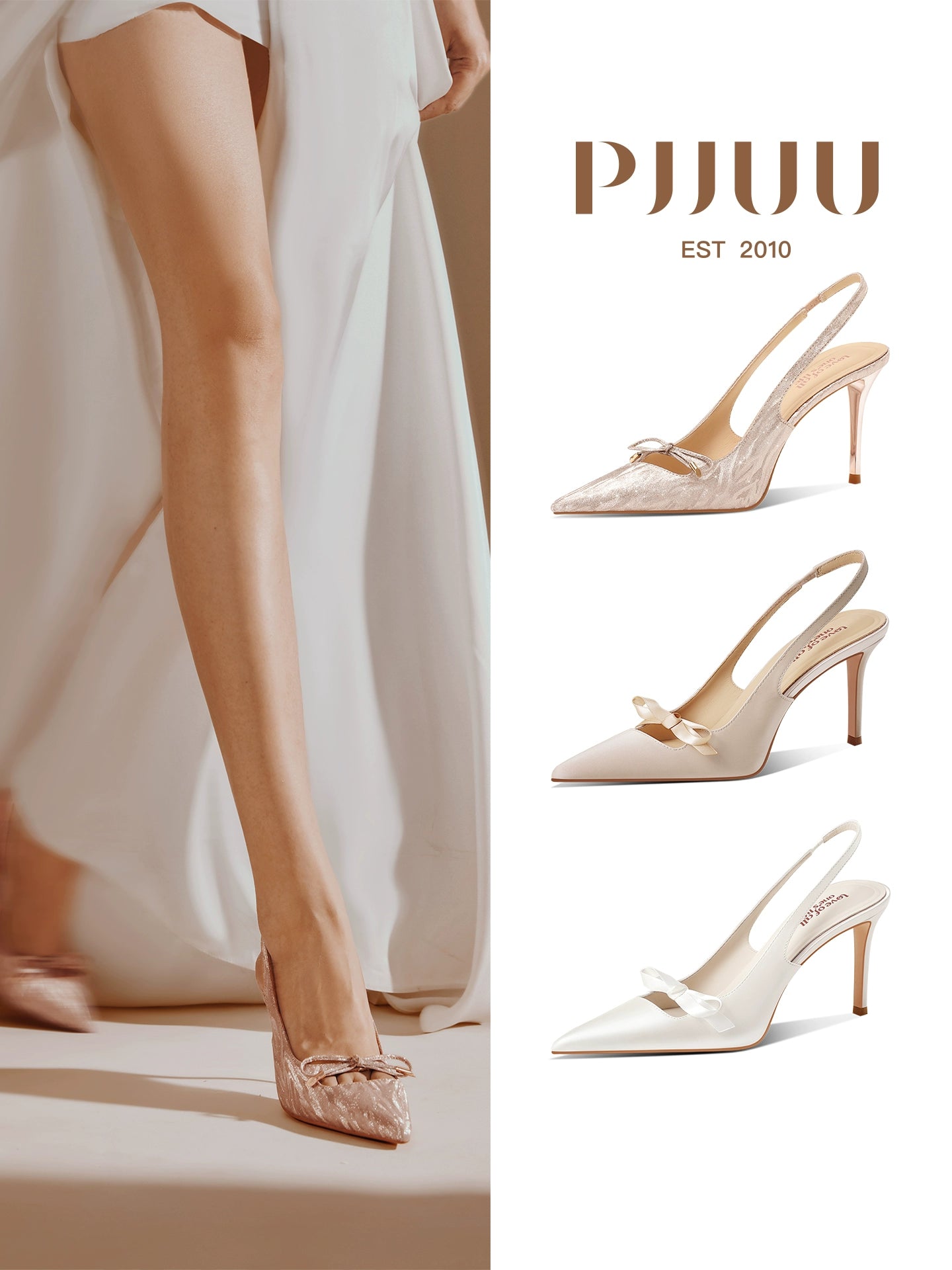 PJJUU Hexiu champagne wedding shoes - ECHO.