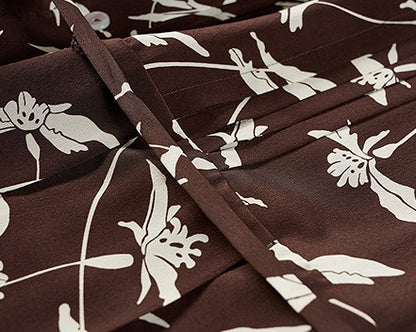 COMME MOI Lu Yan designer's new women's printed pleated silk streamer dress - LUCKY.