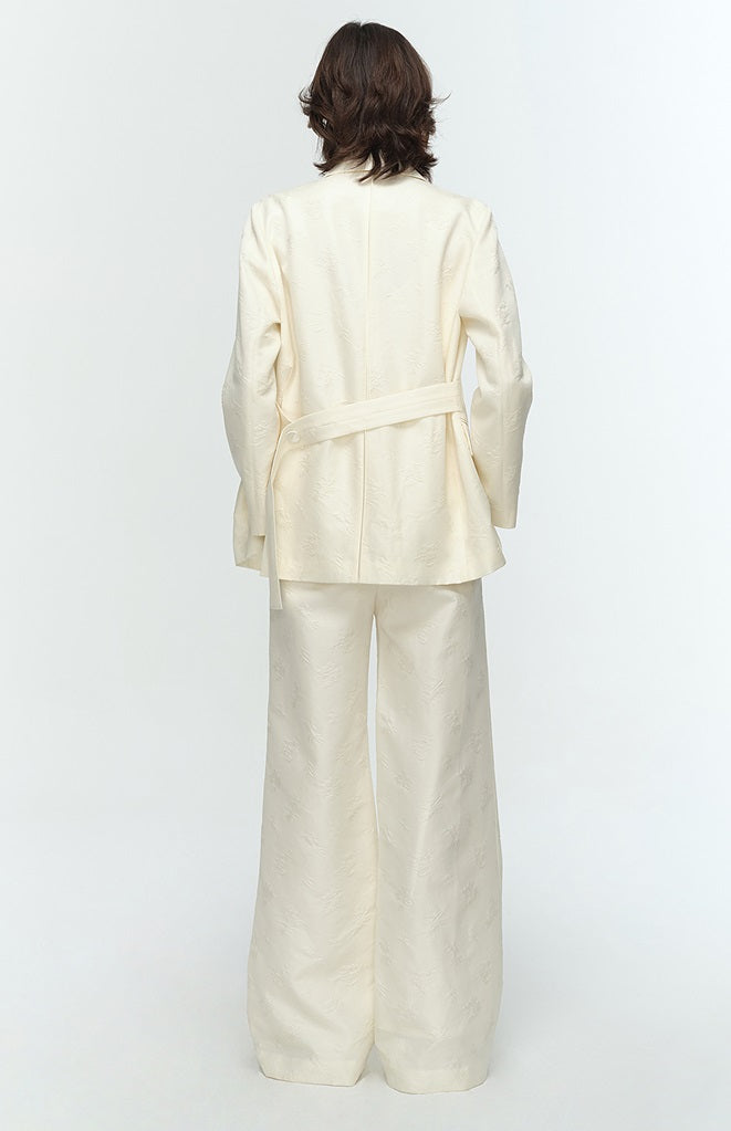 COMME MOI Lu Yan Designer's new women's high-speed commuter silk wool jacquard lapel suit - GRACIOUS.