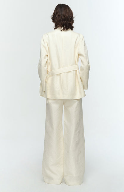 COMME MOI Lu Yan Designer's new women's high-speed commuter silk wool jacquard lapel suit - GRACIOUS.