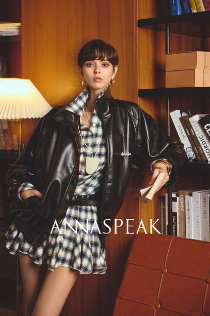ANNASPEAK brand environmentally friendly leather silhouette jacket-LOXY.