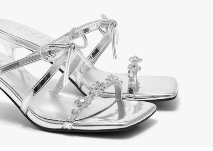 SHOESZOOO Rhinestone Strap Open Toe Sandal Heel - EXTRA.