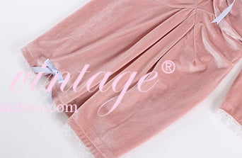 Le Palais Vintage Original Autumn Pink Velvet Strapless Midi Cocktail Dress - Vera.