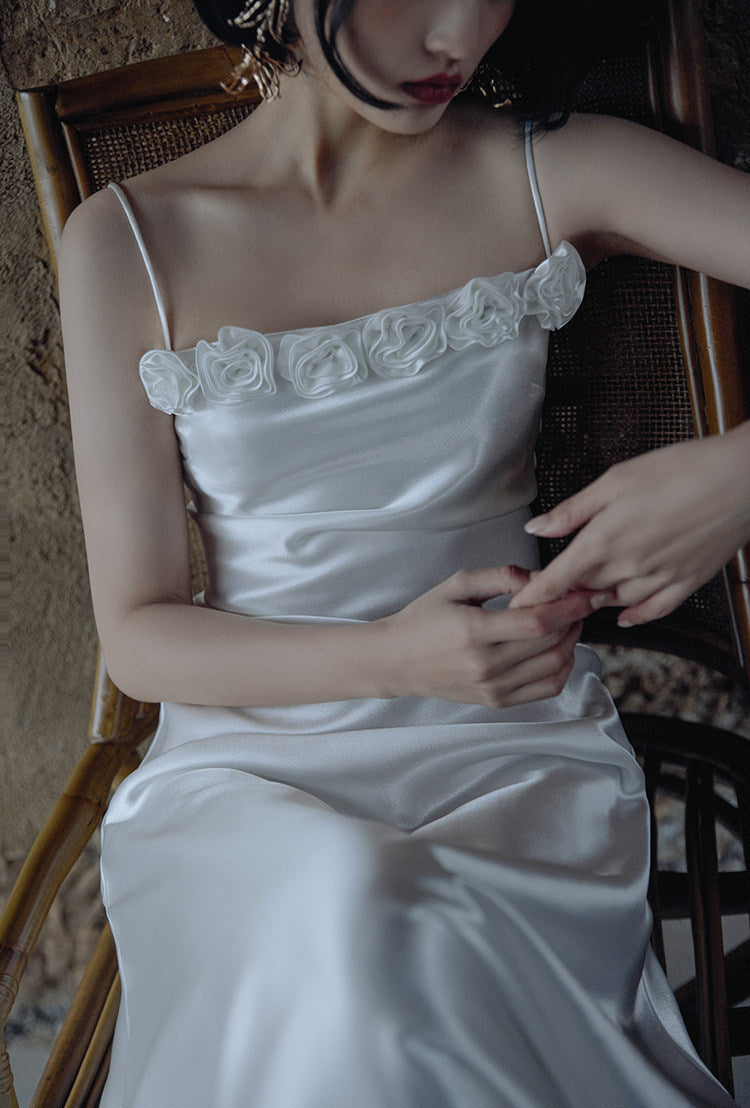 GOUDIN Women's elegant white small evening dress-VIM.