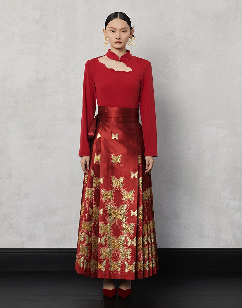 HECO  Butterfly Hanfu High Waisted Long Skirt - rain.
