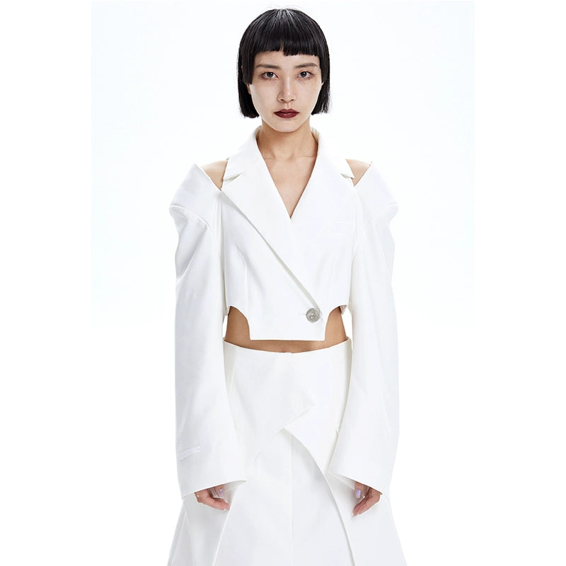 TINY IN Hollow short wide-sleeved women's off-the-shoulder Jacket -MAB