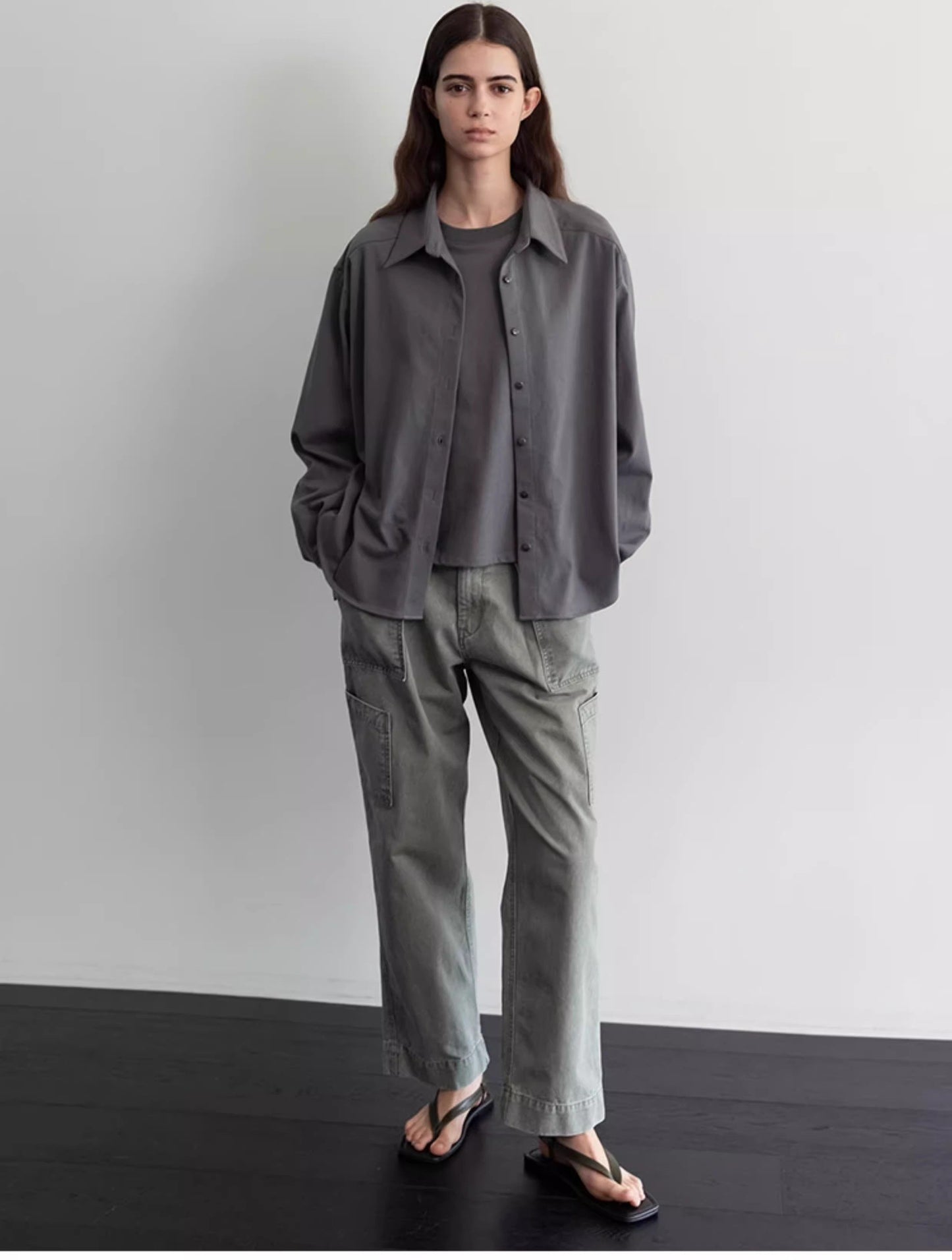 Nothing Written long short sleeve t-shirt cotton shirt-IVY!
