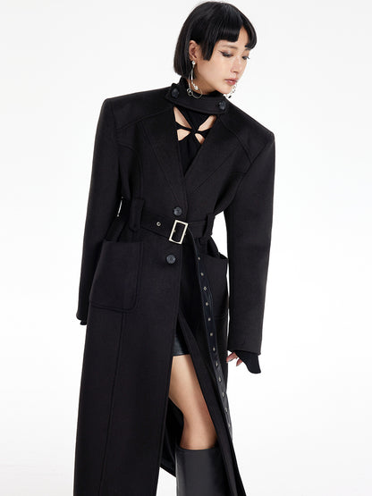 TINY IN  long black woolen coat-DADA