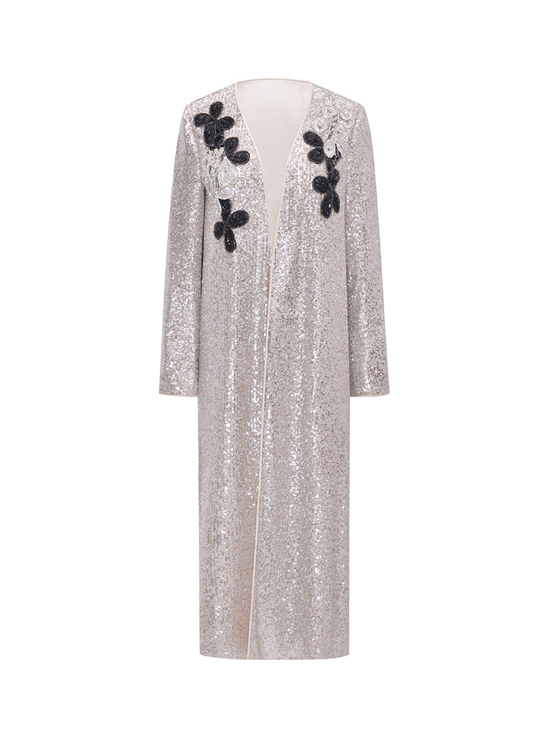 M essential Mackay designer shimmers pavé embroidered coat   - mother.