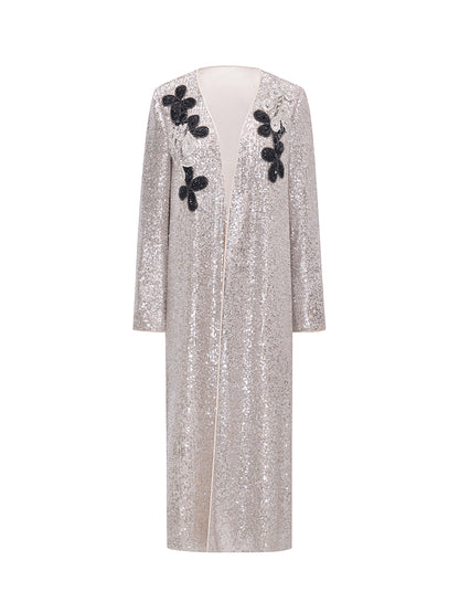 M essential Mackay designer shimmers pavé embroidered coat   - mother.