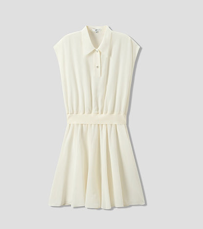 COMME MOI  women's lapel cover sleeve mulberry silk dress - DAVID.