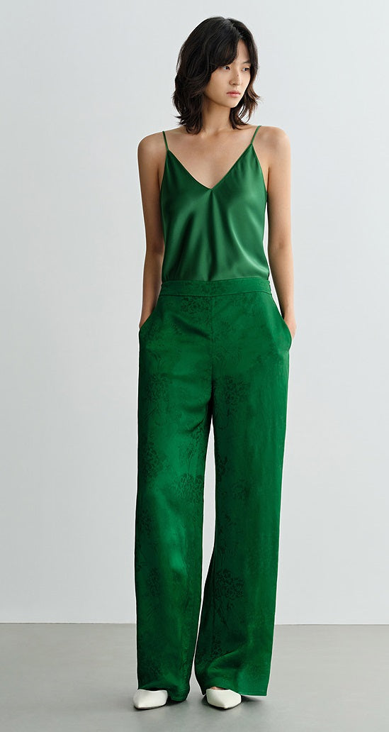 COMME MOI Lv Yan Designer Spring Women's Acetate V-Neck Green Suspenders - CLARA.