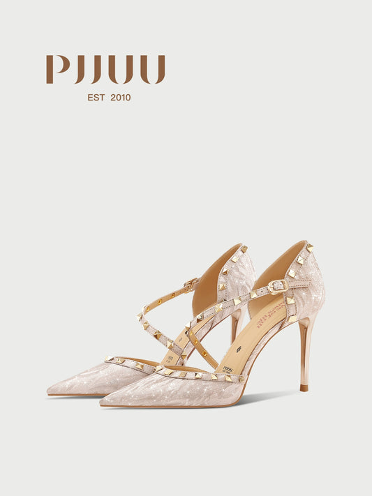 PJJUU rivet side air high stiletto shoes - VERSUS.