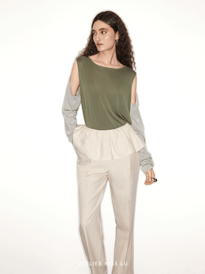 ATELIER MISS LU Two-Piece Off-the-Shoulder Knit Top - VINCE