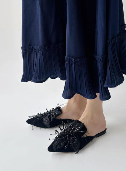 B-FEI feather embroidery women's French semi-support mule -STEWARD.