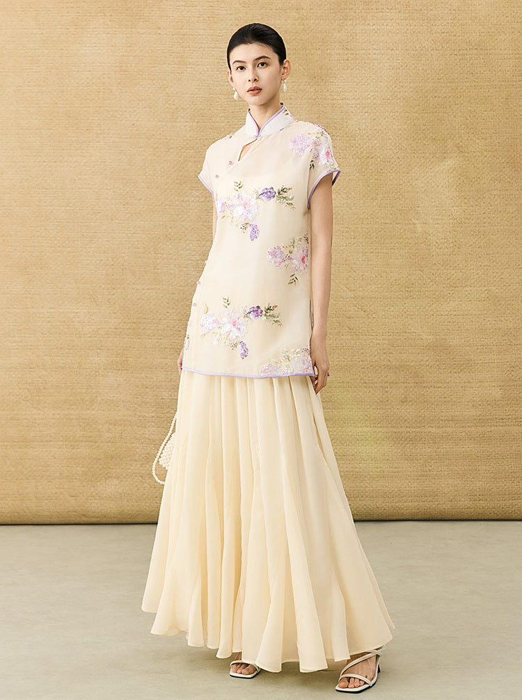 HECO Chinese Solid Color Large Swing Waist Slimming Mermaid Skirt - STARS.