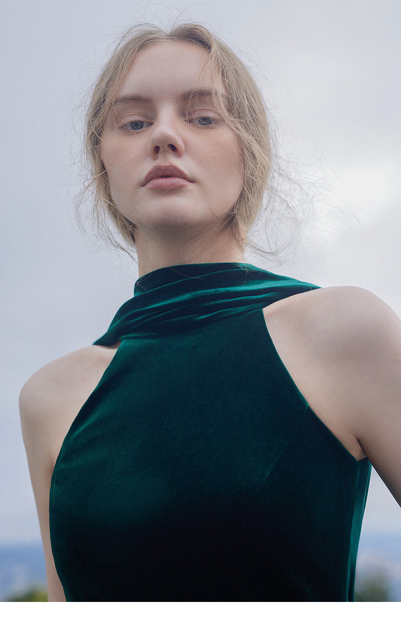 GOUDIN velvet long dresses French simple  dresses-ANKA.