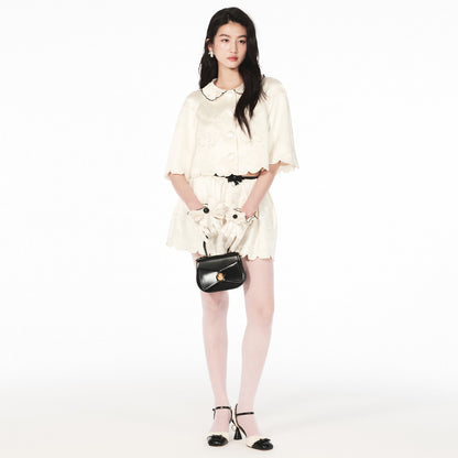 FAME embroidered satin short jacket top - AUSTIN