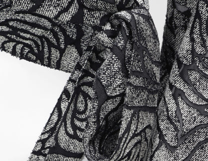 WANGXO | Rose Embossed Georgette with Cut Flowers Long Sleeve Cropped Shirt-SENA.