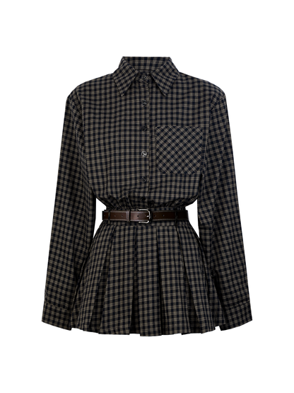 AUI Celebrity Temperament Plaid Shirt Slim POLO Dress - Ga-Ram