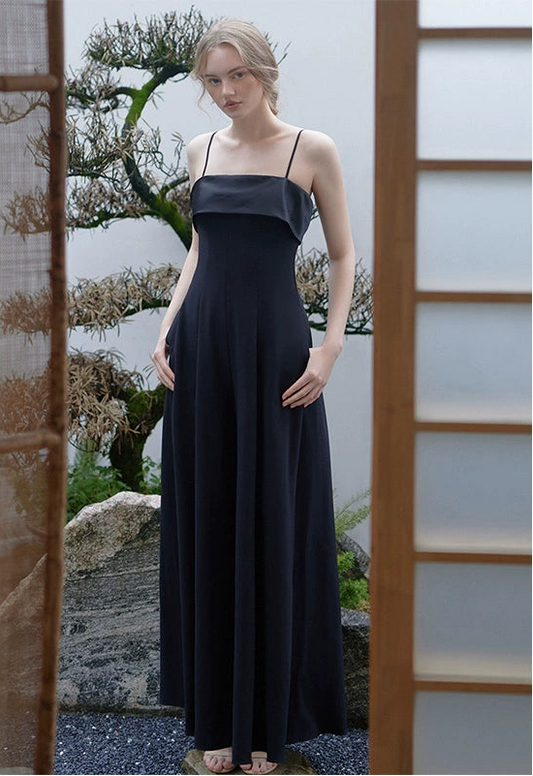 GOUDIN women's elegant black simple Jumpsuit -TOZIA.