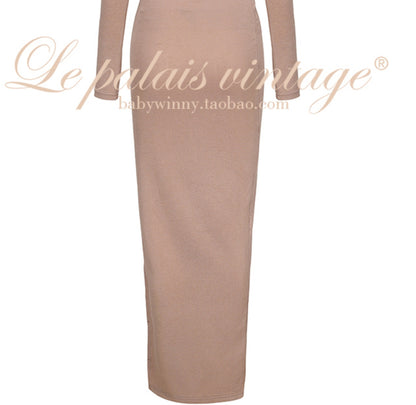 Le Palais Vintage Elegant Brown Aysmmetrical Wrap Short/ Long Dress-POA.
