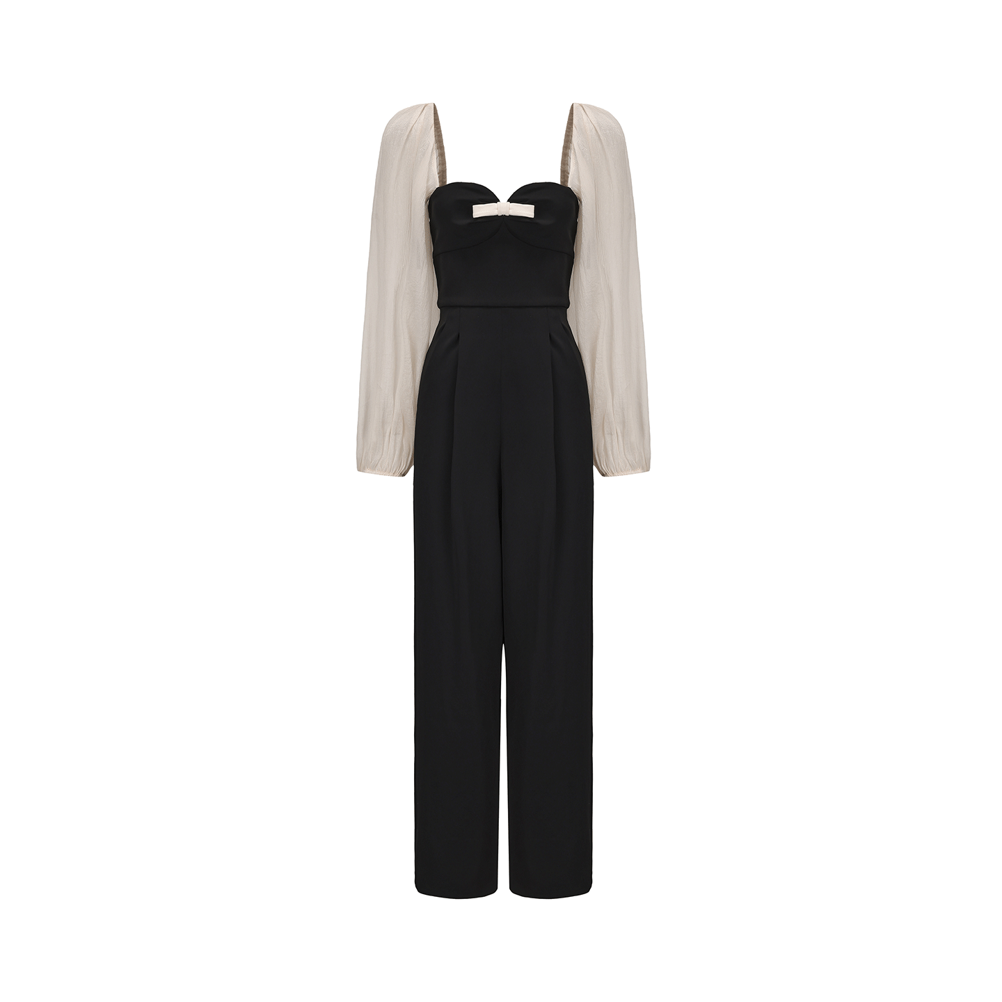 ATELIER MISS  silhouette textured gauze sleeve jumpsuit - GUAGE